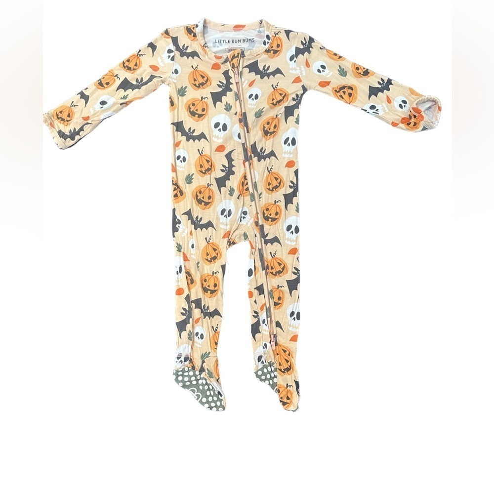 Kids Pumpkin Skull Footie Pajamas